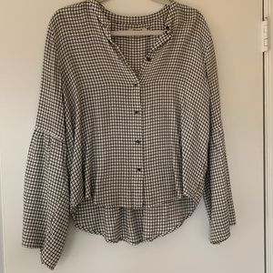 Madewell Checkered Bell Sleeved Blouse